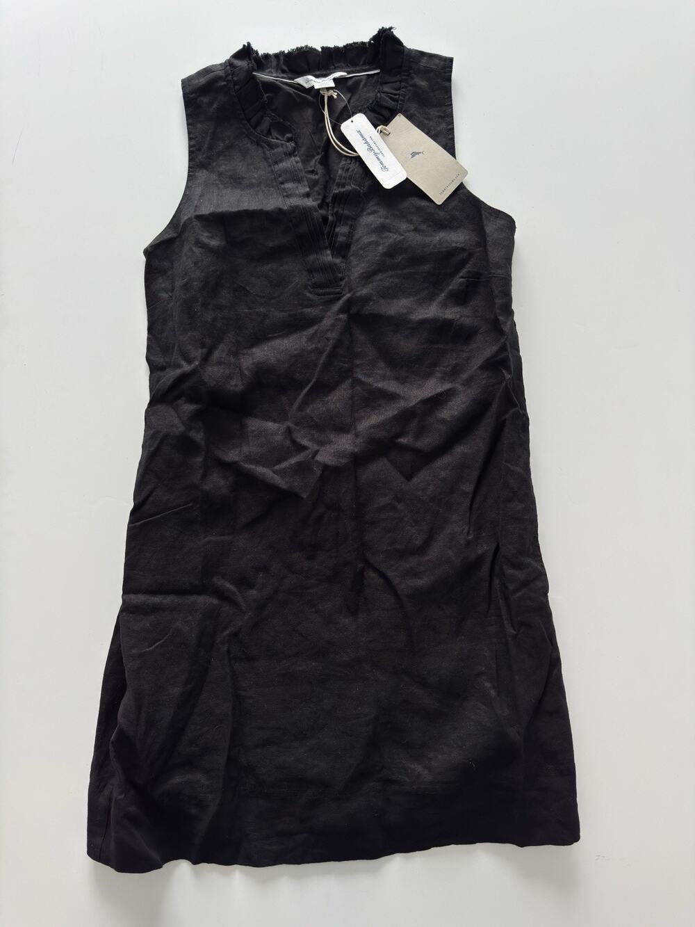 Tommy Bahama Women’s 2 Palms Ruffle Linen Dress Black Size Small